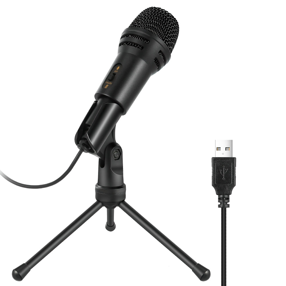 C300A Condenser Microphone USB Desktop Computer Mic with Stand for Live Streaming Song Recording Voice Chat