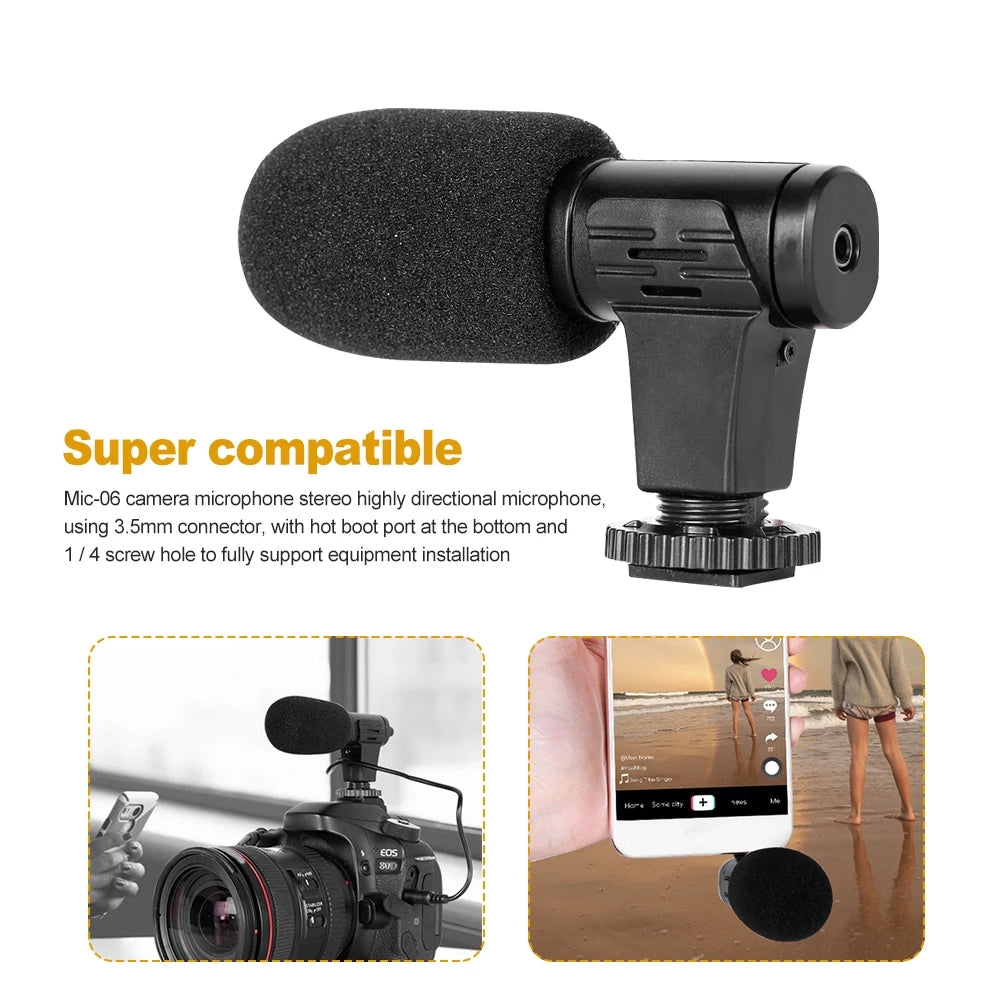 3.5mm External Stereo Condenser Microphone for DSLR Camera Vlog Interview Video Recording Microphone