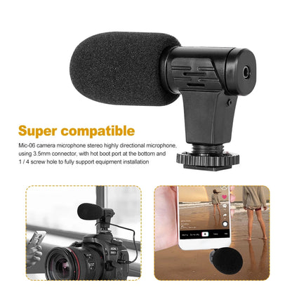 3.5mm External Stereo Condenser Microphone for DSLR Camera Vlog Interview Video Recording Microphone