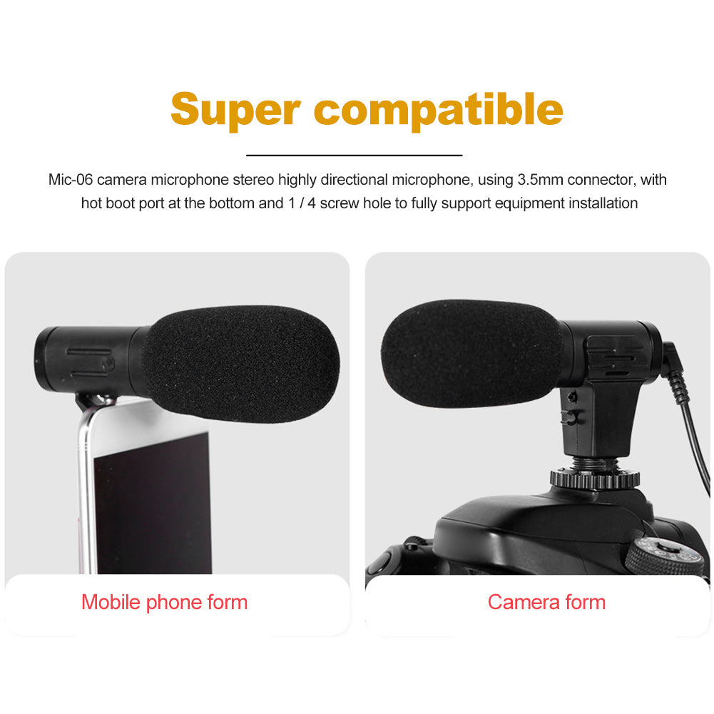 3.5mm External Stereo Condenser Microphone for DSLR Camera Vlog Interview Video Recording Microphone