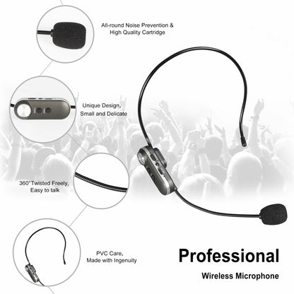 SHENGFU PRO-4T Multifunctional Wireless Microphone Headset UHF Adjustable 4-channel Universal Wireless Condenser Mic for Teaching