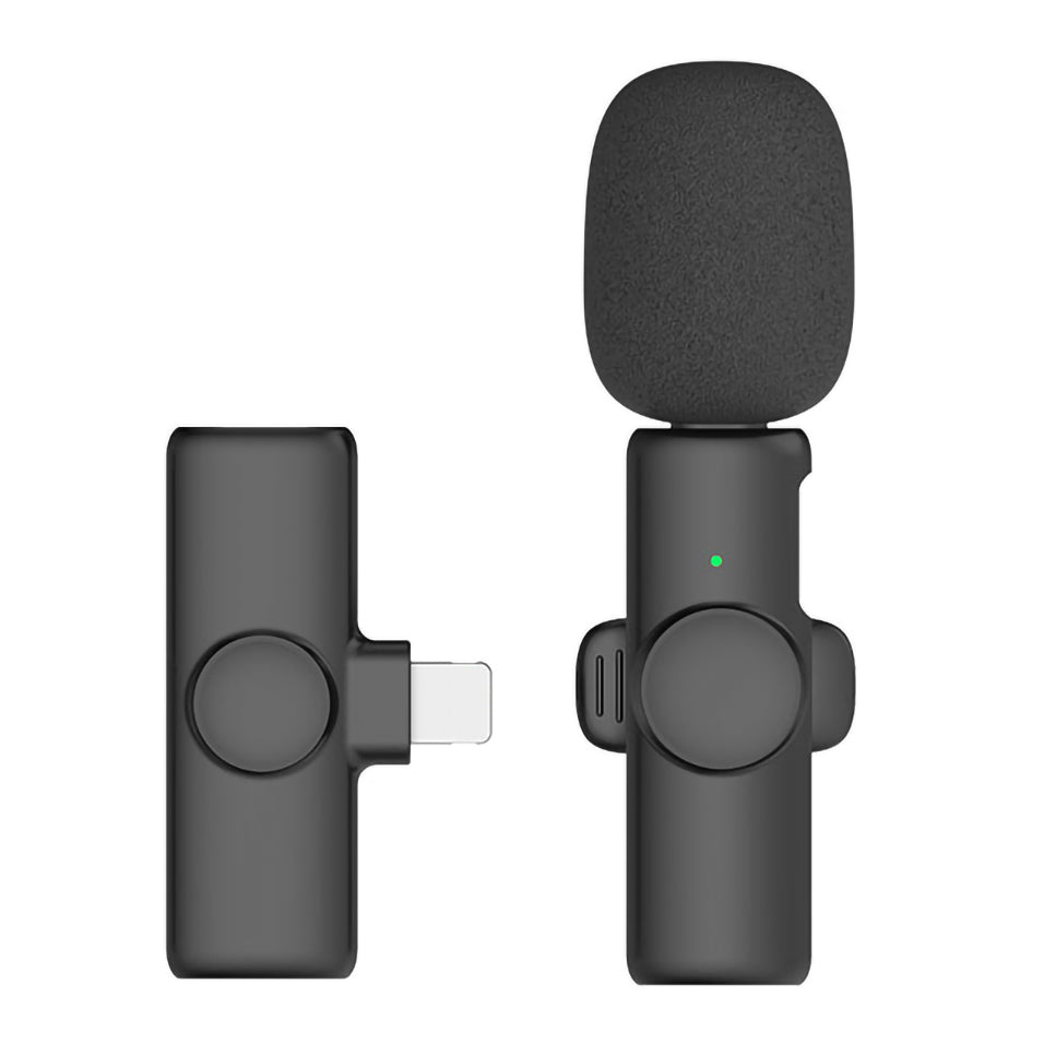 K2 2 Lavalier Microphones with 1 Receiver Lightning Noise Reduction Wireless Lapel Mic for Live Interview Mobile Phone Recording