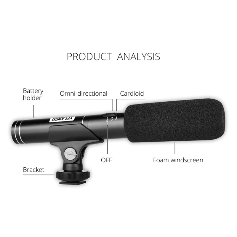 YELANGU MIC01 Condenser Microphone for Camera Recording Vocals Voice YouTube Tiktok