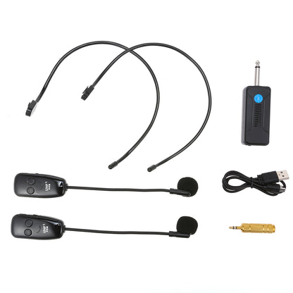 U12F 2 Transmitters + 1 Receiver UHF Wireless Head-mounted Microphone System for Tour Guide Teacher Training