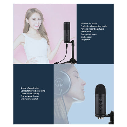 A9 USB Microphone Real-Time Monitor Volumn Adjustment External Condenser Microphone for Livestreaming/Gaming - Standard