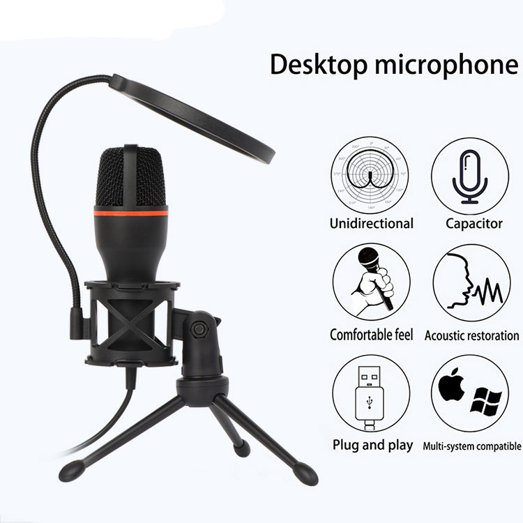 ME4 USB Wired Unidirectional Microphone Angle-Adjustable External Condenser Microphone Cardioid Recording Mic for Livestreaming/Gaming