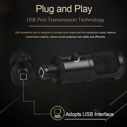 A6+35 Microphone Set USB Wired Unidirectional Microphone External Cardioid Recording Mic Kit with Shock-Proof Clip for Livestreaming/Gaming/Karaoke/Singing/Teaching