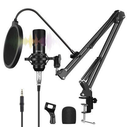 PULUZ Podcast Microphone USB Sound Card Kit Professional Studio Live Sound Mixer with Long Arm for Streaming/Gaming/Recording/Singing/Tiktok/YouTube/PC/Computer