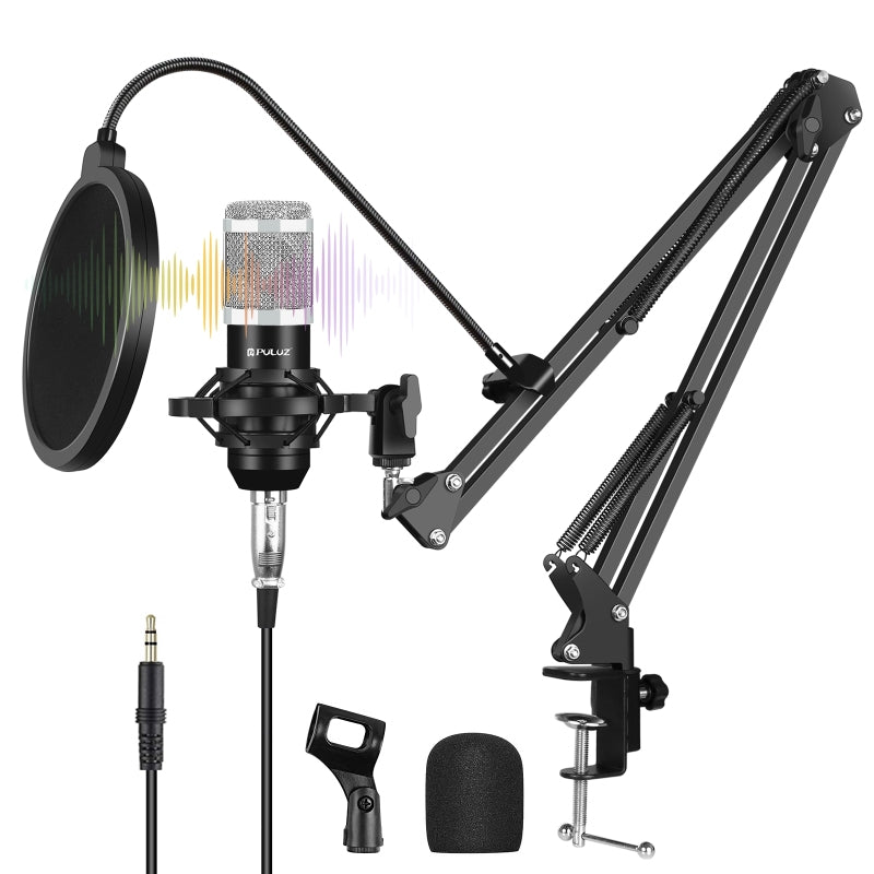 PULUZ Podcast Microphone USB Sound Card Kit Professional Studio Live Sound Mixer with Long Arm for Streaming/Gaming/Recording/Singing/Tiktok/YouTube/PC/Computer