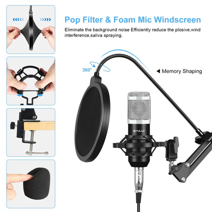 PULUZ Podcast Microphone USB Sound Card Kit Professional Studio Live Sound Mixer with Long Arm for Streaming/Gaming/Recording/Singing/Tiktok/YouTube/PC/Computer