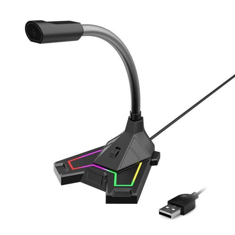 M4 USB Condenser Computer Microphones RGB Light Gaming Condenser Desktop Microphones for Broadcasting Online