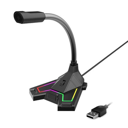 M4 USB Condenser Computer Microphones RGB Light Gaming Condenser Desktop Microphones for Broadcasting Online