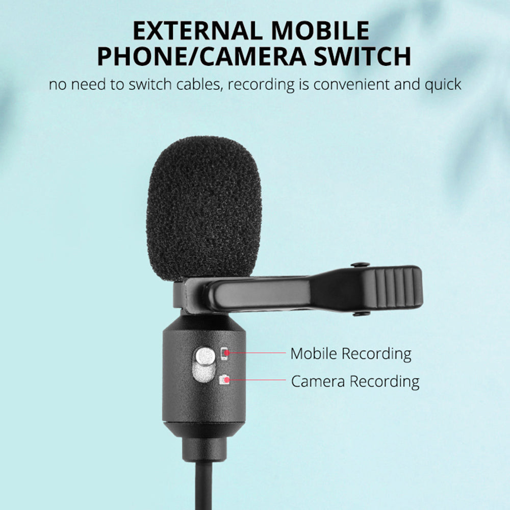 YELANGU MY4 Cardioid Microphone Clip-on Omnidirectional HD Clear Sound 3.5mm AUX Port Mic for Cell Phones and Cameras