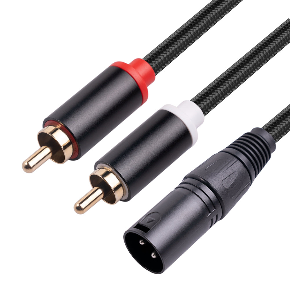 RCA19 2m Stereo Audio Cable Cord XLR Male to Dual RCA Male Plug for Mxing Console Microphone Amplifier