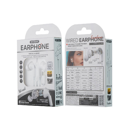 WK Y31 Type-C Interface In-Ear Wired Earphone HiFi Stereo Sound Headphone