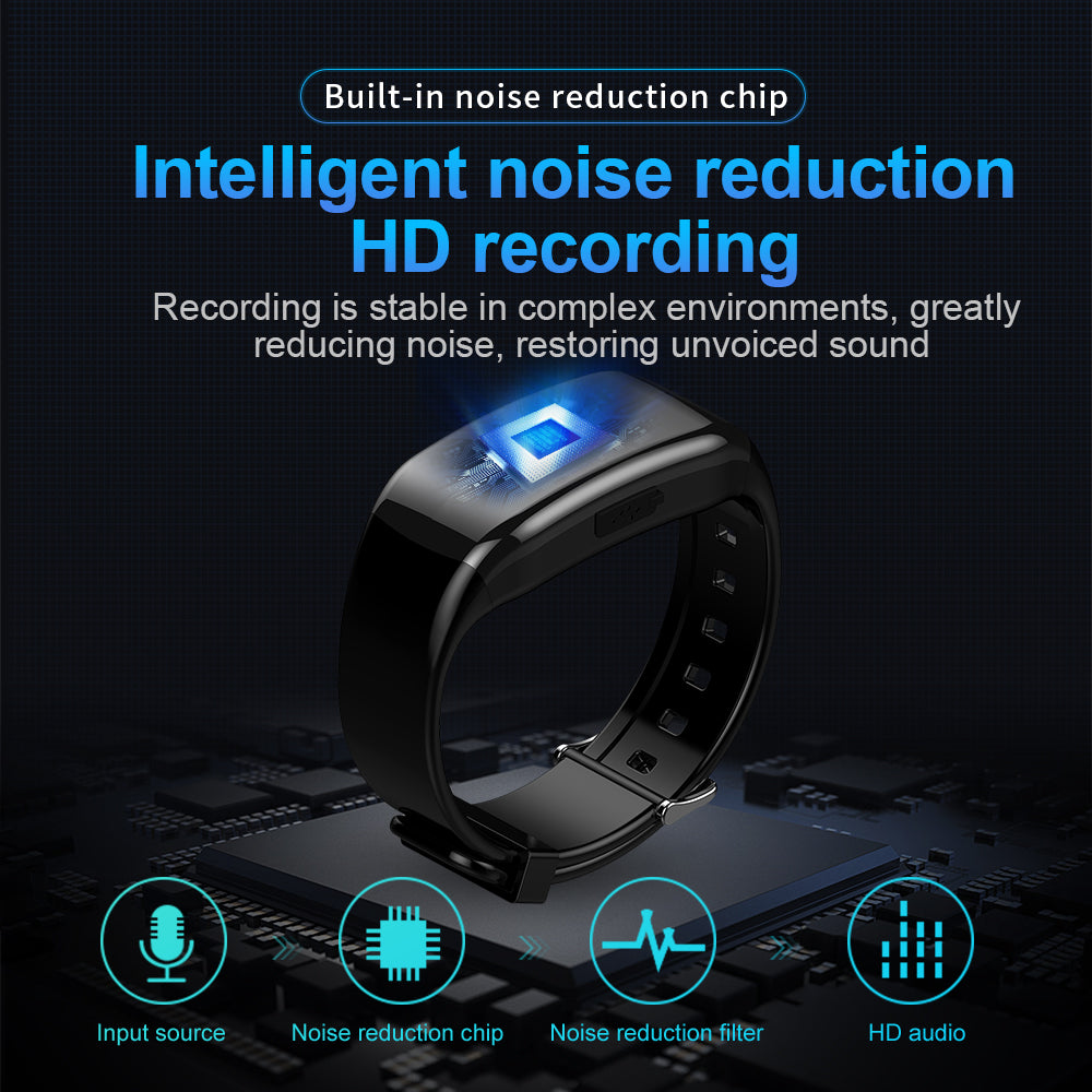 D5 32GB Wrist Watch Design Time Display 1080P Camera Video Voice Recording Intelligent Noise Reduction Audio Recorder