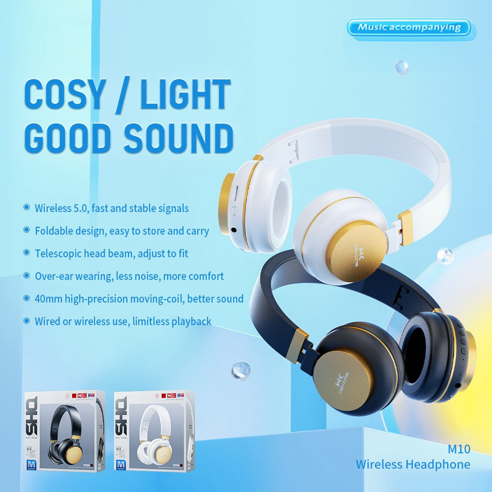 WEKOME M10 Bluetooth Over Ear Headphone Stereo Gaming Headset Support Memory Card/AUX Cable Playing Music