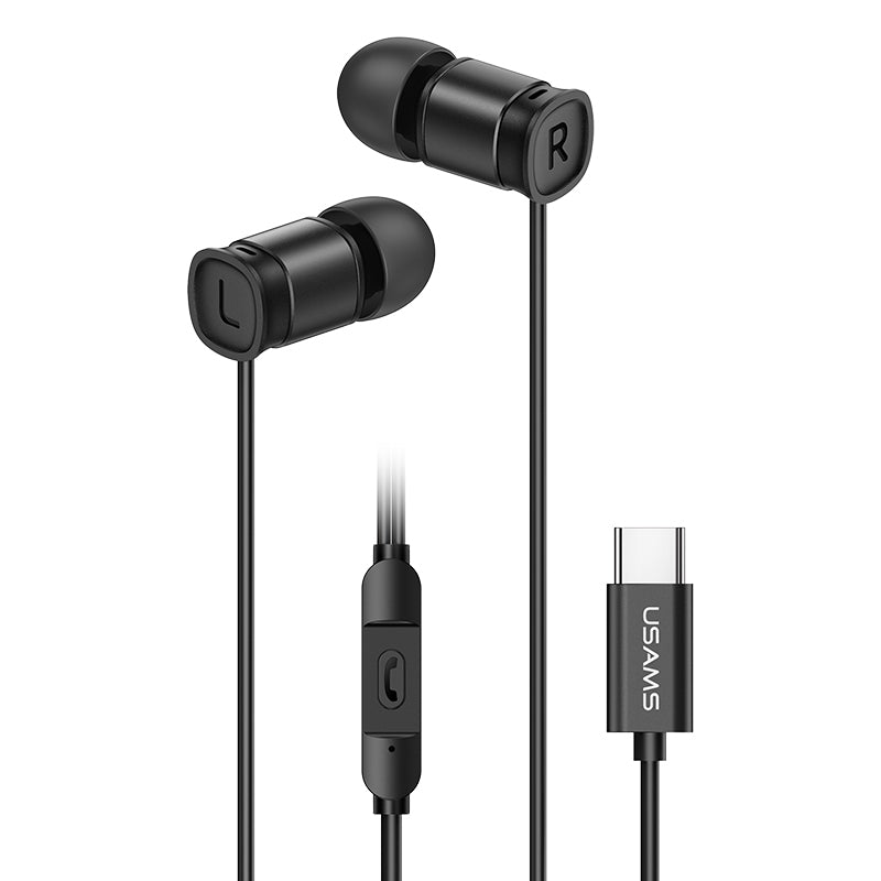 USAMS EP-46 Mini Type-C In-ear Headphone Wired Aluminum Alloy Headset HiFi Sound Earphone with 1.2m Cable