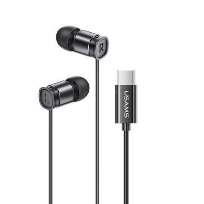 USAMS EP-46 Mini Type-C In-ear Headphone Wired Aluminum Alloy Headset HiFi Sound Earphone with 1.2m Cable