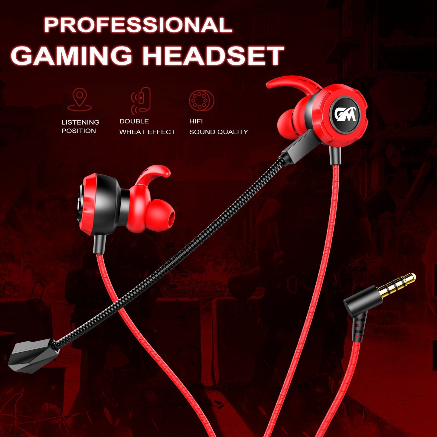 TF-3 HiFi Stereo Headset 3.5mm Wired E-Sports Gaming Music In-ear Earphone with Dual Microphone