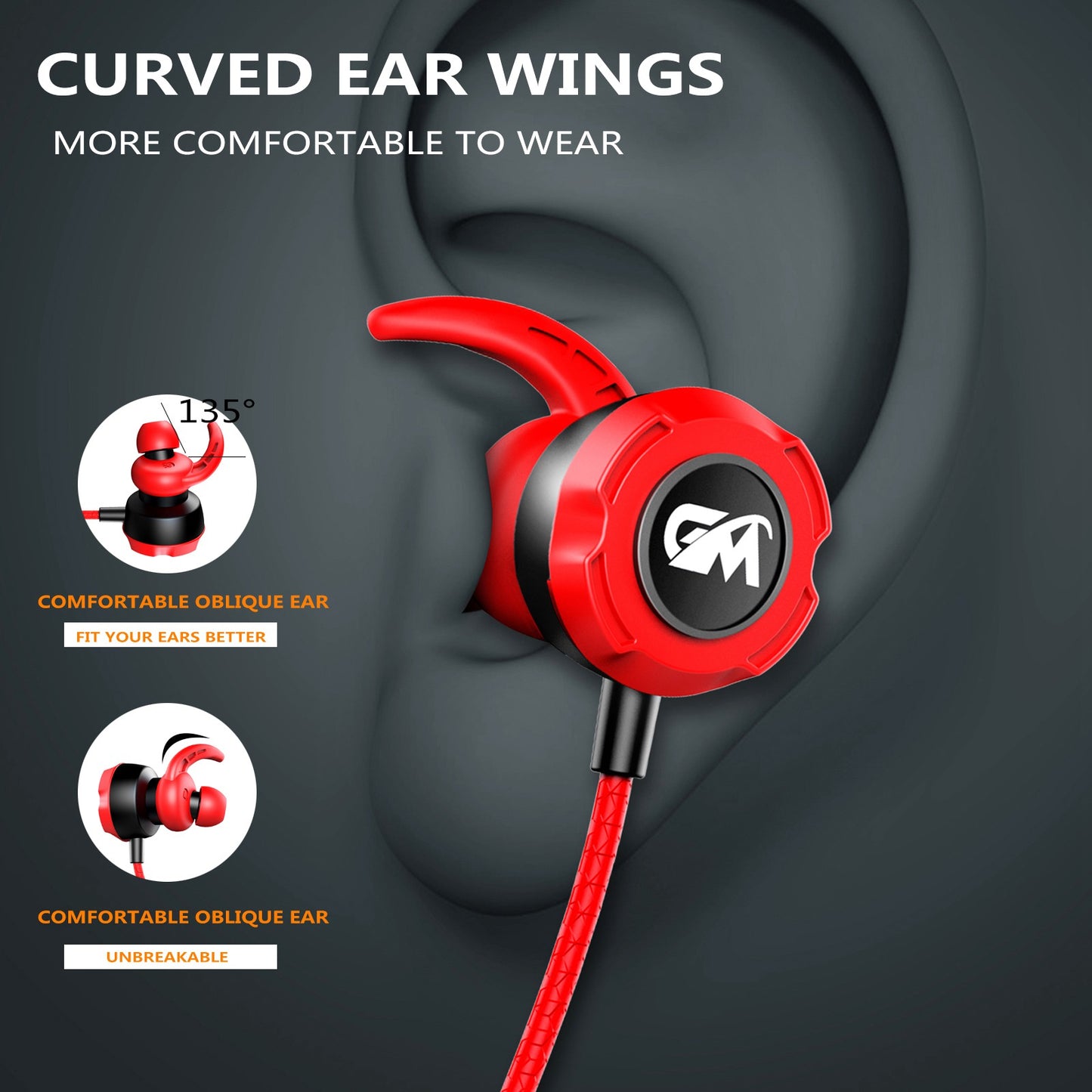 TF-3 HiFi Stereo Headset 3.5mm Wired E-Sports Gaming Music In-ear Earphone with Dual Microphone