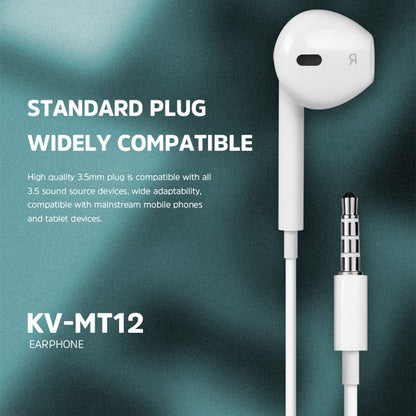 KIVEE KV-MT12 for Mobile Phone / Tablet Semi-in-ear Headphones Volume Control 3.5mm Plug Wired Earphones with Mic