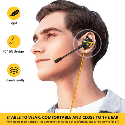 WINTORY M31 3.5mm Wired In-ear Earphone E-Sports Music Game Wire Control Headset with Detachable Microphone