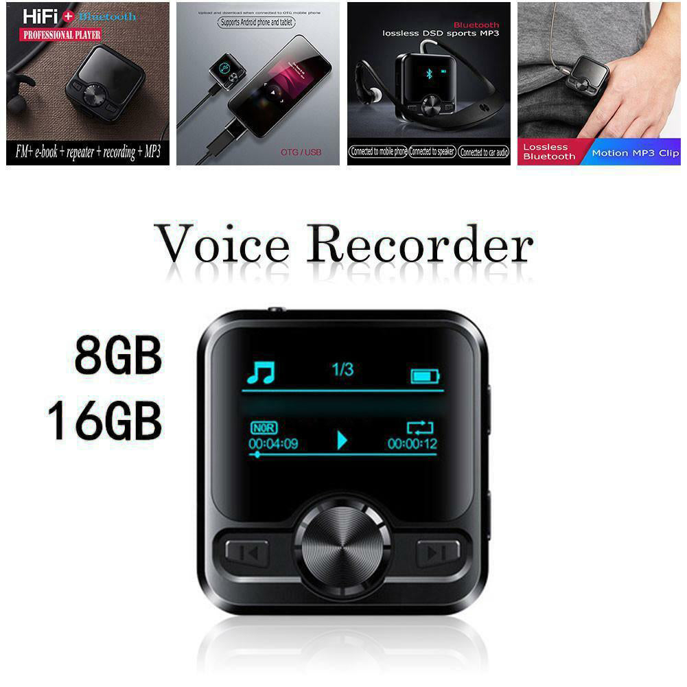 M9 16GB Portable Audio Recorder Bluetooth MP3 Player FM Radio Mini Voice Recorder with Earphone Jack