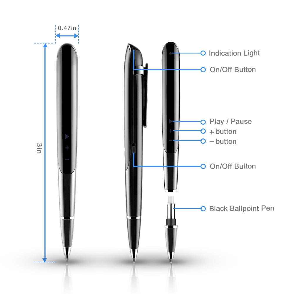 Q9 4GB Digital Voice Recorder Pen with OLED Display + Writing Pen 2 in 1 for News Interviews Business Negotiations Meeting