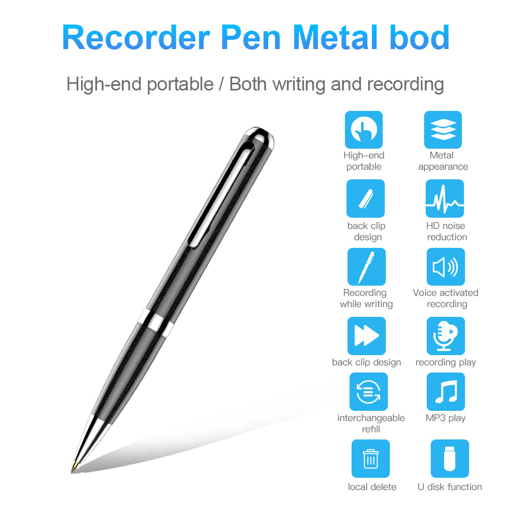 Q96 64GB Audio Recording Dictaphone Voice-activated Recording Writeable Digital Voice Recorder Pen