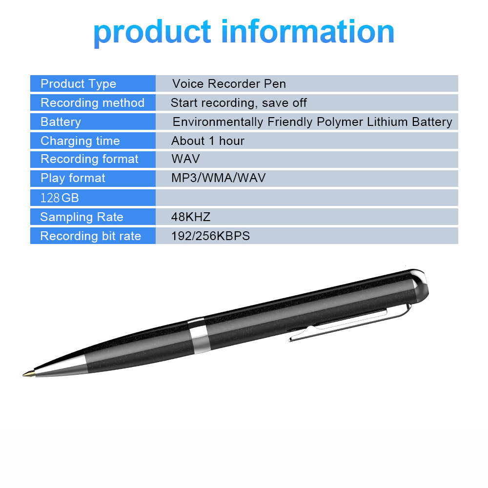 Q96 128GB High Definition Recording Writeable Digital Voice Recorder Pen Audio Recording Dictaphone