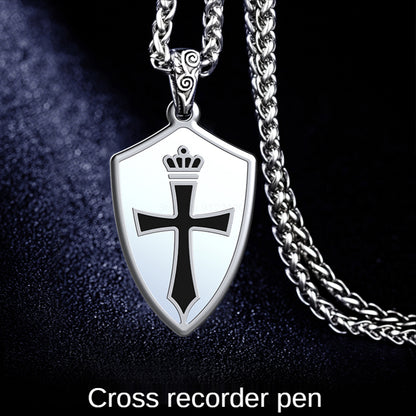 Q4 8GB Cross Pendant Design Mini Audio Recorder Rechargeable Smart Voice Control DSP Noise Reduction Voice Recorder Support OTG