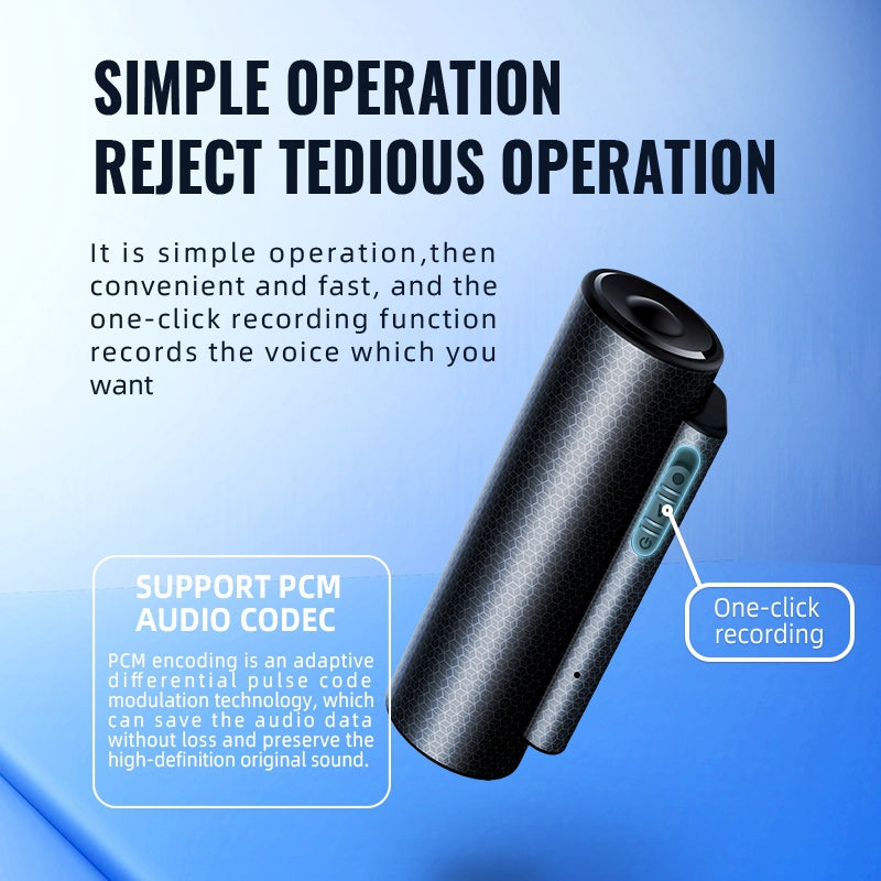 Q76 32GB Strong Magnetic Mini Voice Activated Recorder 365-Day Standby Timestamp Time Data Syncing for Lectures Meetings Interviews