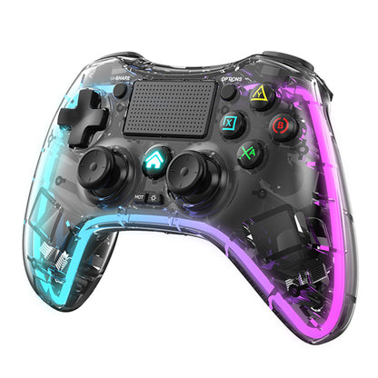 P05 Transparent Wireless Controller for Nintendo Switch, PS4 Game Consoles Portable Gamepad with RGB Lights Cordless Bluetooth Handle