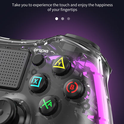 P05 Transparent Wireless Controller for Nintendo Switch, PS4 Game Consoles Portable Gamepad with RGB Lights Cordless Bluetooth Handle