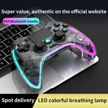 P05 Transparent Wireless Controller for Nintendo Switch, PS4 Game Consoles Portable Gamepad with RGB Lights Cordless Bluetooth Handle