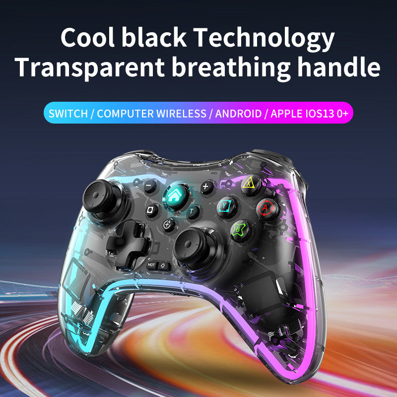 S03 For Nintendo Switch RGB Bluetooth Game Controller Transparent Black Gamepad Console