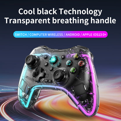 S03 For Nintendo Switch RGB Bluetooth Game Controller Transparent Black Gamepad Console