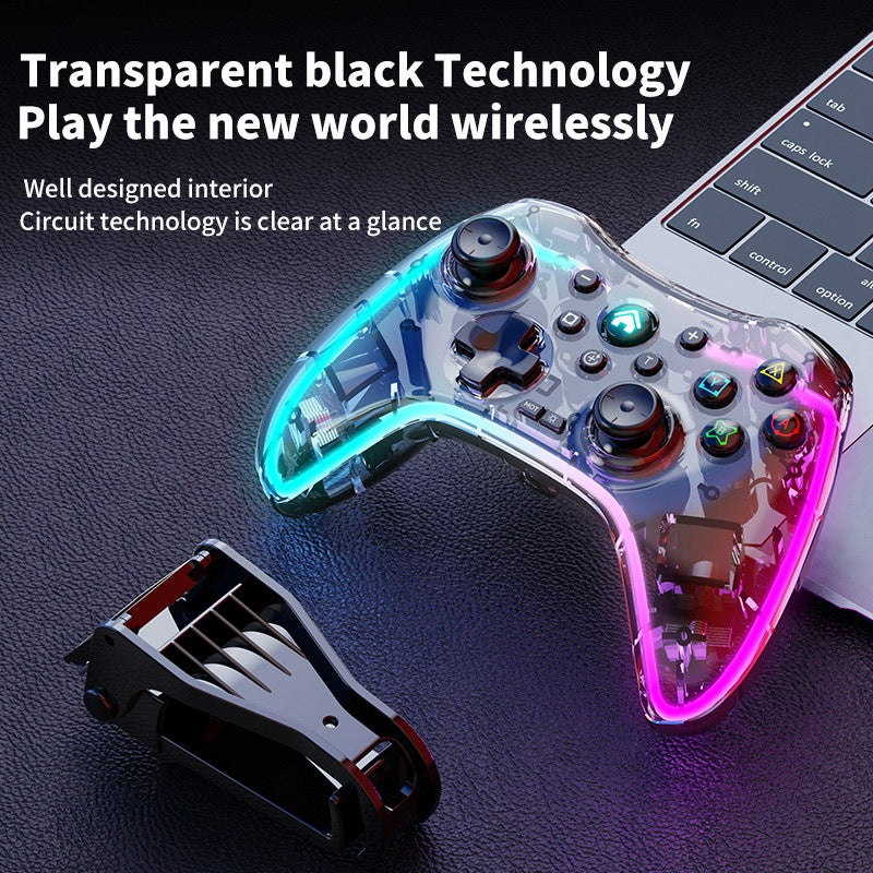 S03 For Nintendo Switch RGB Bluetooth Game Controller Transparent Black Gamepad Console