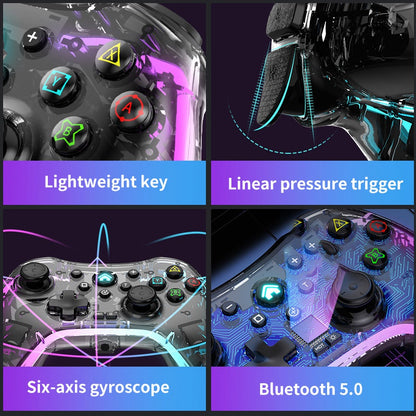 S03 For Nintendo Switch RGB Bluetooth Game Controller Transparent Black Gamepad Console