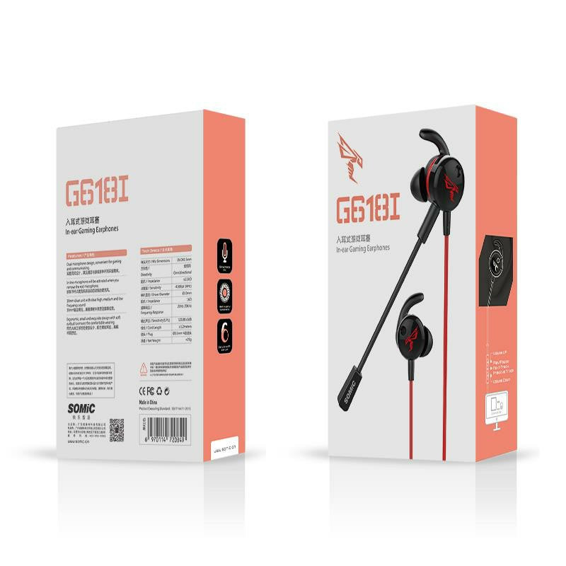 SOMIC G618I In-ear Gaming 3.5mm Wired Earphones with Pluggable Mic for Phone PC Bass Headset