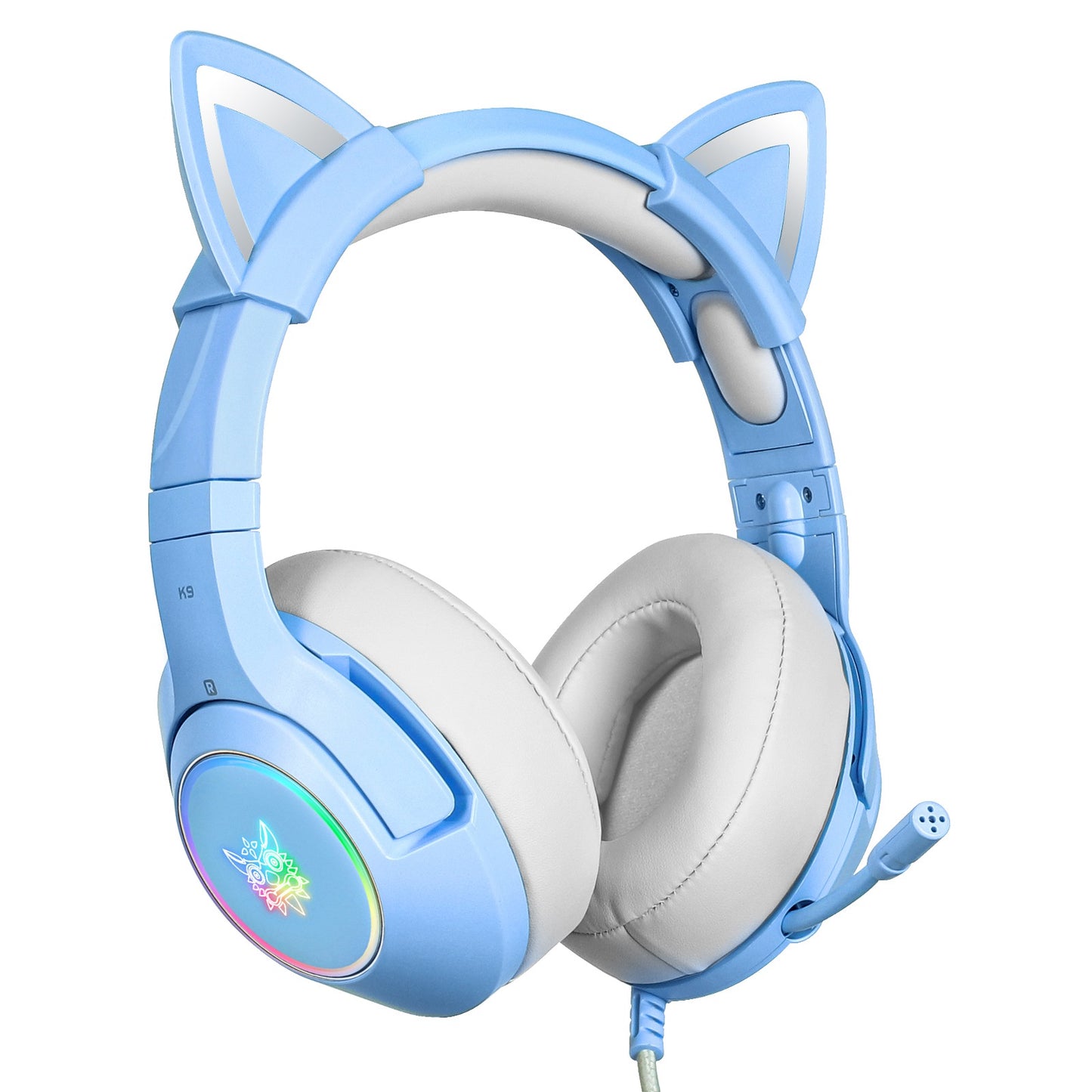 ONIKUMA K9 Cute Cat Ear Girls Gaming Headphones Head-Mounted PC Stereo Earphone Headphone with Mic LED Light