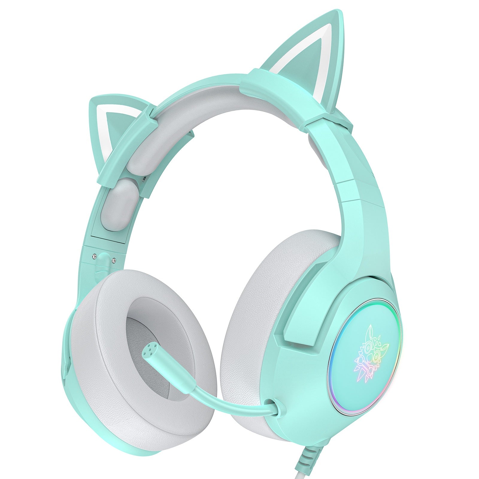 ONIKUMA K9 Cute Cat Ear Girls Gaming Headphones Head-Mounted PC Stereo Earphone Headphone with Mic LED Light