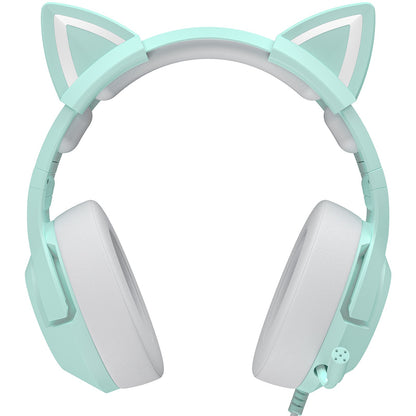 ONIKUMA K9 Cute Cat Ear Girls Gaming Headphones Head-Mounted PC Stereo Earphone Headphone with Mic LED Light