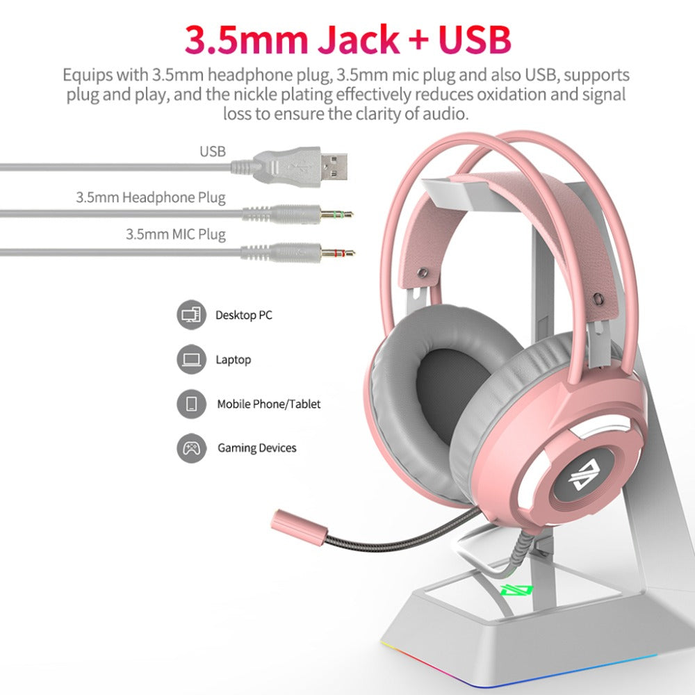 AJAZZ AX120 Gaming Headset Over Ear Headphone 3.5mm + USB Plug with Noise-Reduction Mic