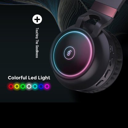 FINGERTIME RGB Light Bluetooth 5.0 Wireless Headphone HiFi Stereo AUX FM TF Music Gaming Headset