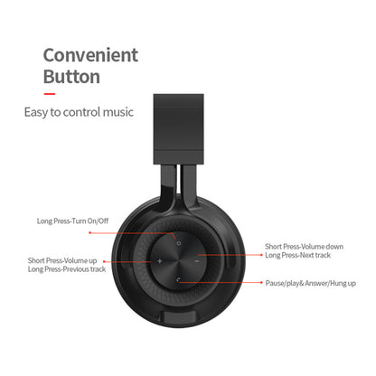 FINGERTIME P1 Foldable Bluetooth Wireless Headphone Stereo Phone PC Music Gaming Headset with Built-in Mic (CE Certificated)