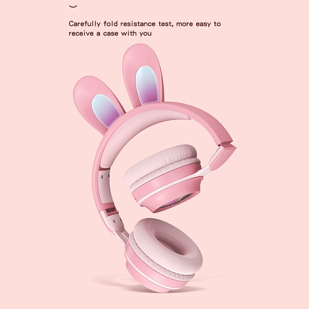 KE-01 Cute Rabbit Ear Foldable Headphone Stereo Music Wireless Bluetooth Headset with Mic