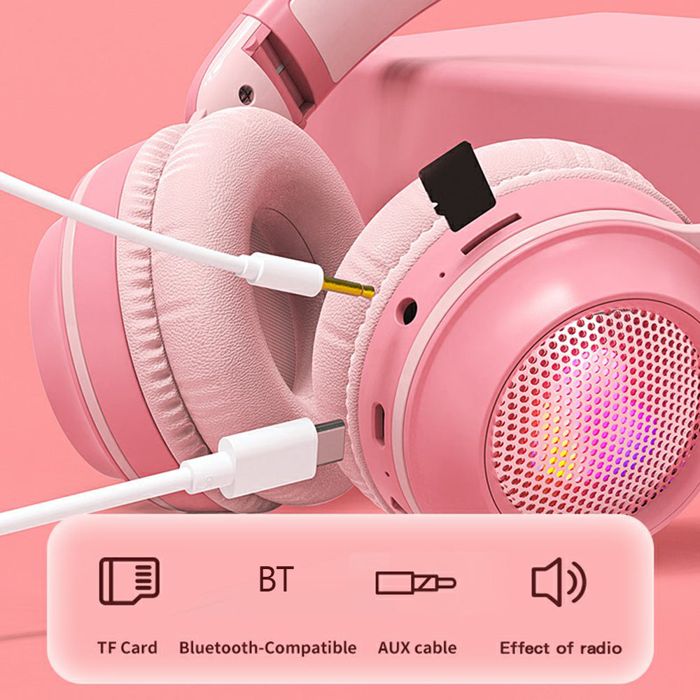 KE-01 Cute Rabbit Ear Foldable Headphone Stereo Music Wireless Bluetooth Headset with Mic