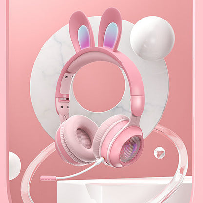 KE-01 Cute Rabbit Ear Foldable Headphone Stereo Music Wireless Bluetooth Headset with Mic